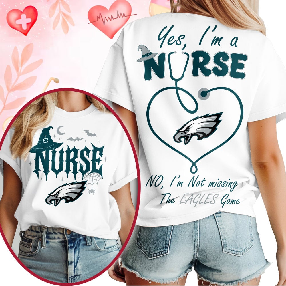 Philadelphia Eagles Halloween Nurse Night Shift Never Misses Game Day Graphic T-Shirt Philadelphia Eagles Halloween Nurse Night Shift Never Misses Game Day Graphic T-Shirt