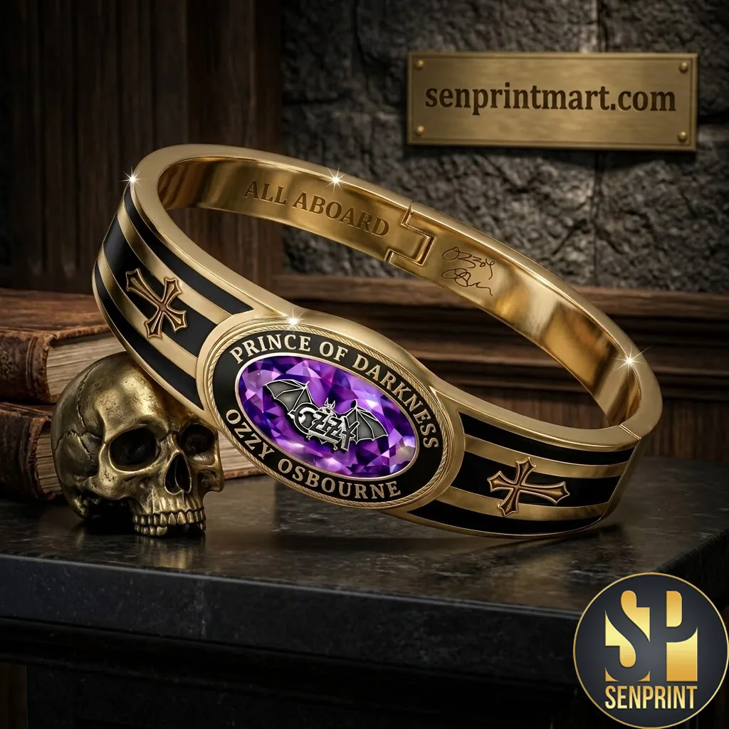 Ozzy Osbourne Prince of Darkness Gold and Purple Crystal Bracelet