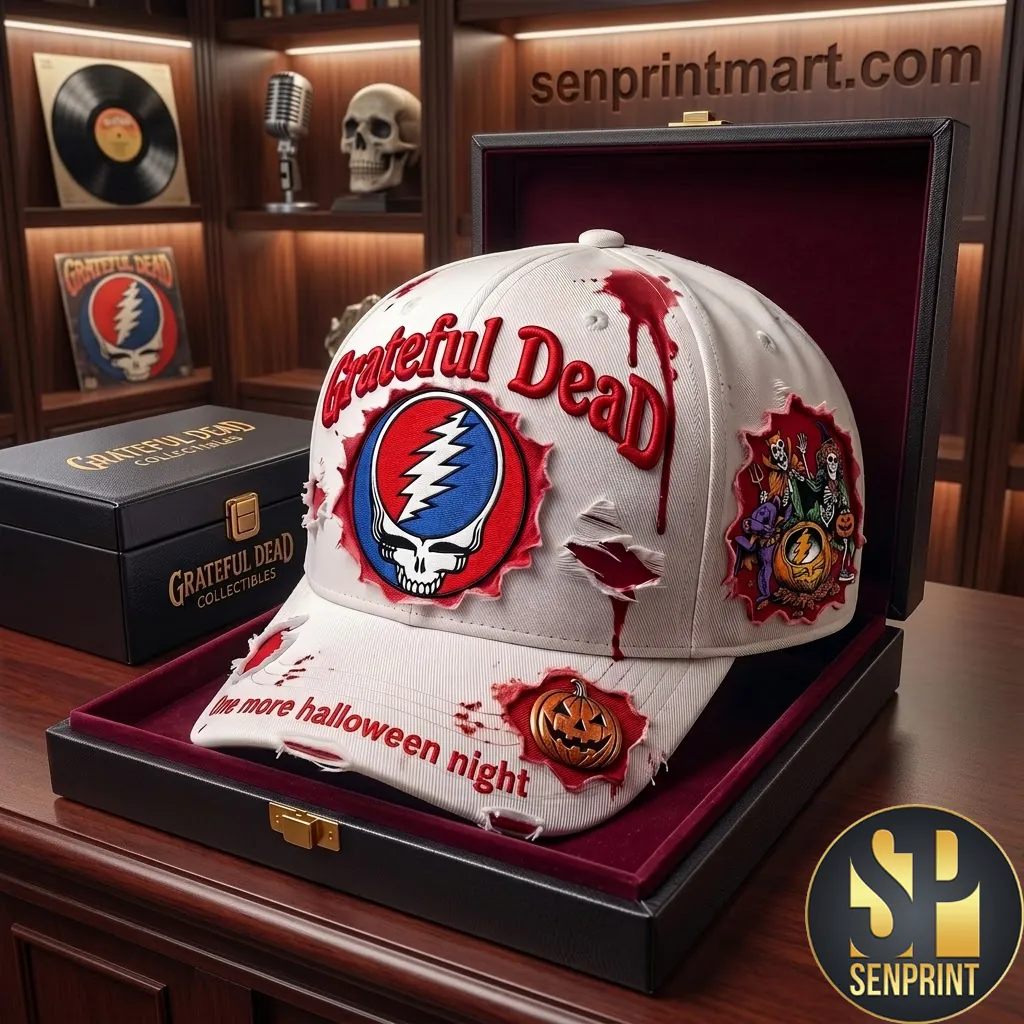 Grateful Dead One More Halloween Night Distressed Embroidered Baseball Cap