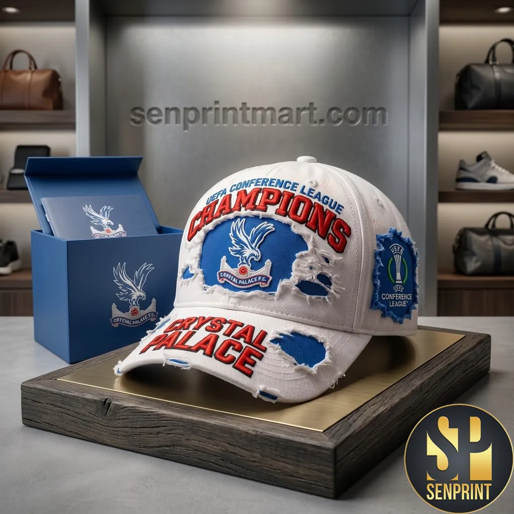 Crystal Palace FC UEFA Conference League Champions Distressed Baseball Cap