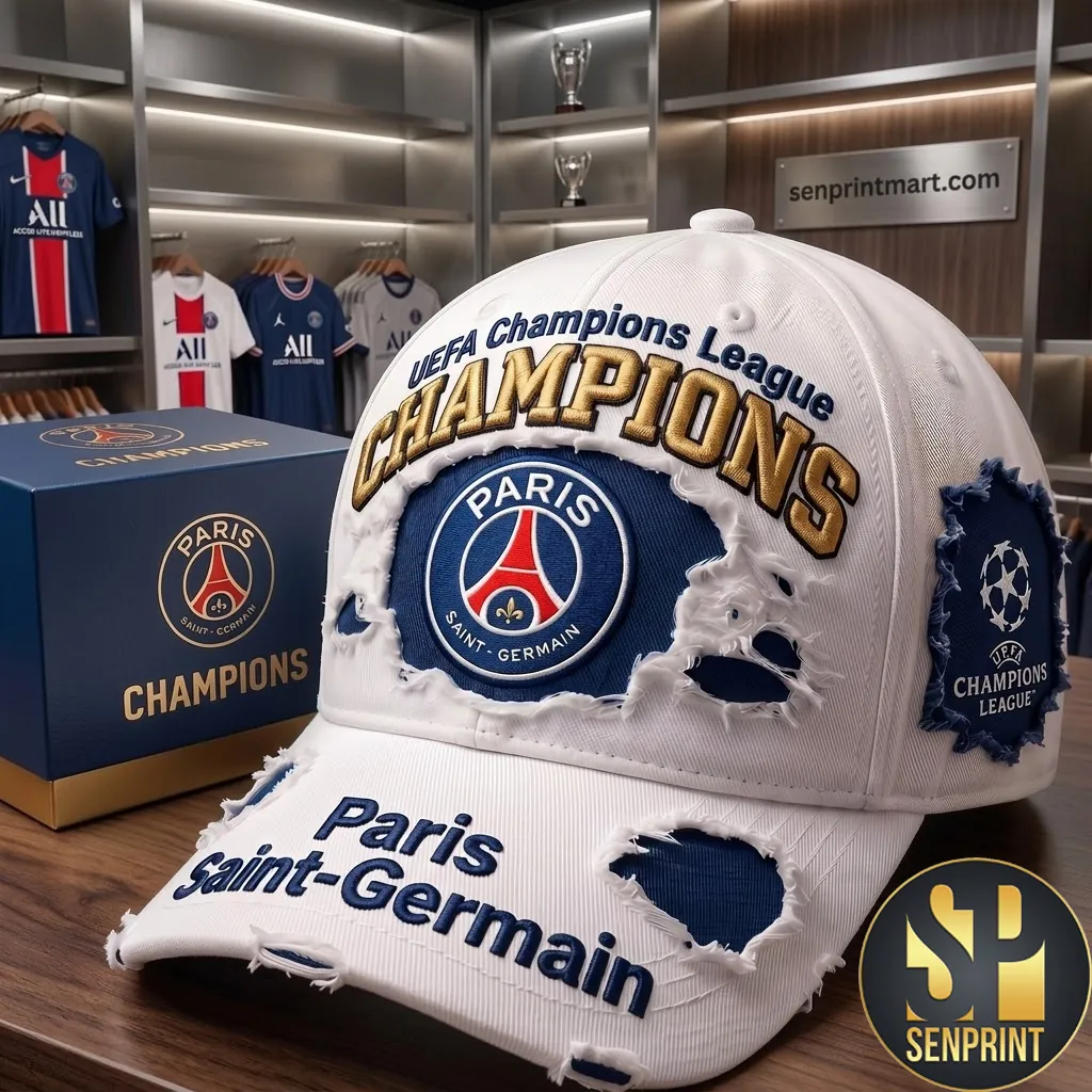 Paris Saint-Germain UEFA Champions League Champions Distressed Baseball Cap
