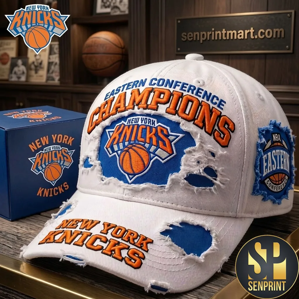 New York Knicks Eastern Conference Champions Distressed Vintage Baseball Cap