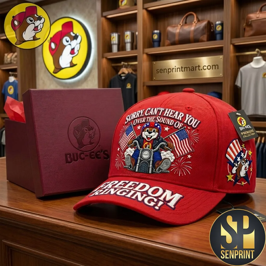 Buc-ees Sorry Can’t Hear You Over The Sound Of Freedom Ringing Patriotic Baseball Cap