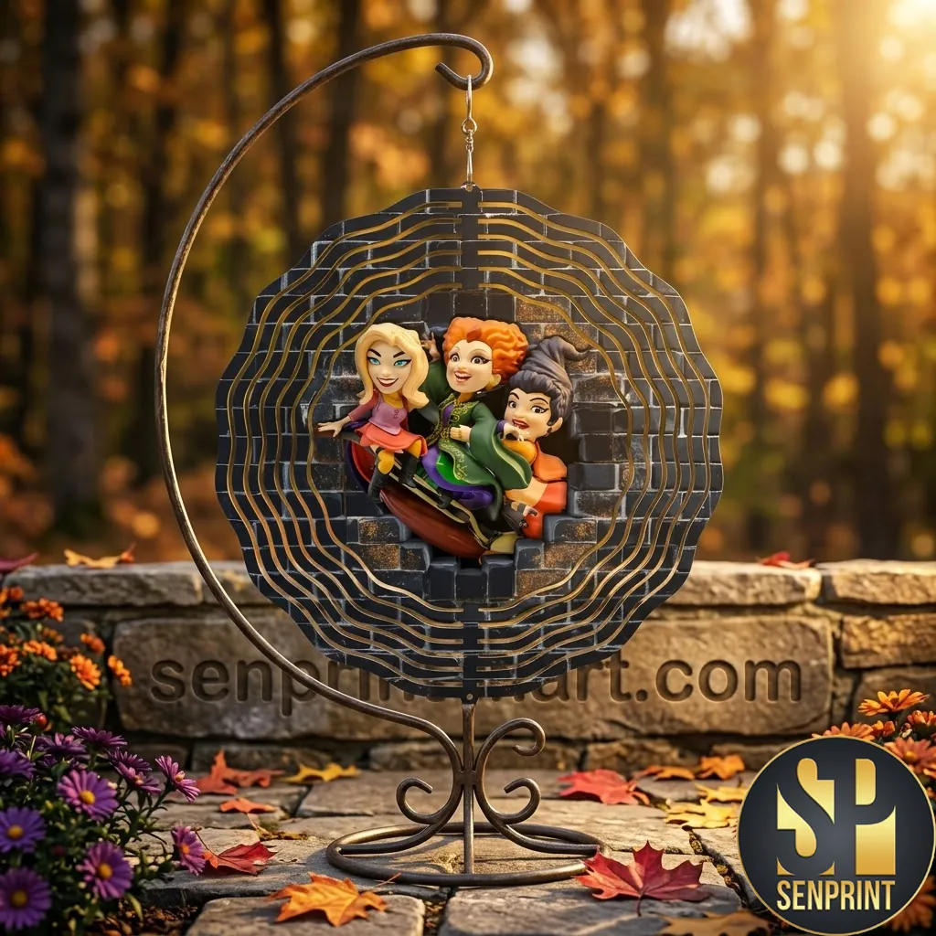 Hocus Pocus Sanderson Sisters Halloween Outdoor Metal Wind Spinner