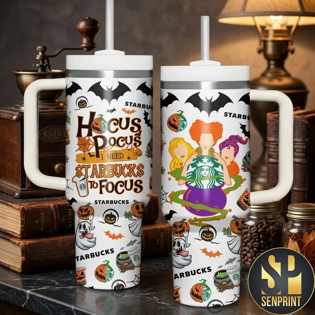 Hocus Pocus I Need Starbucks To Focus Halloween Insulated 40oz Tumbler