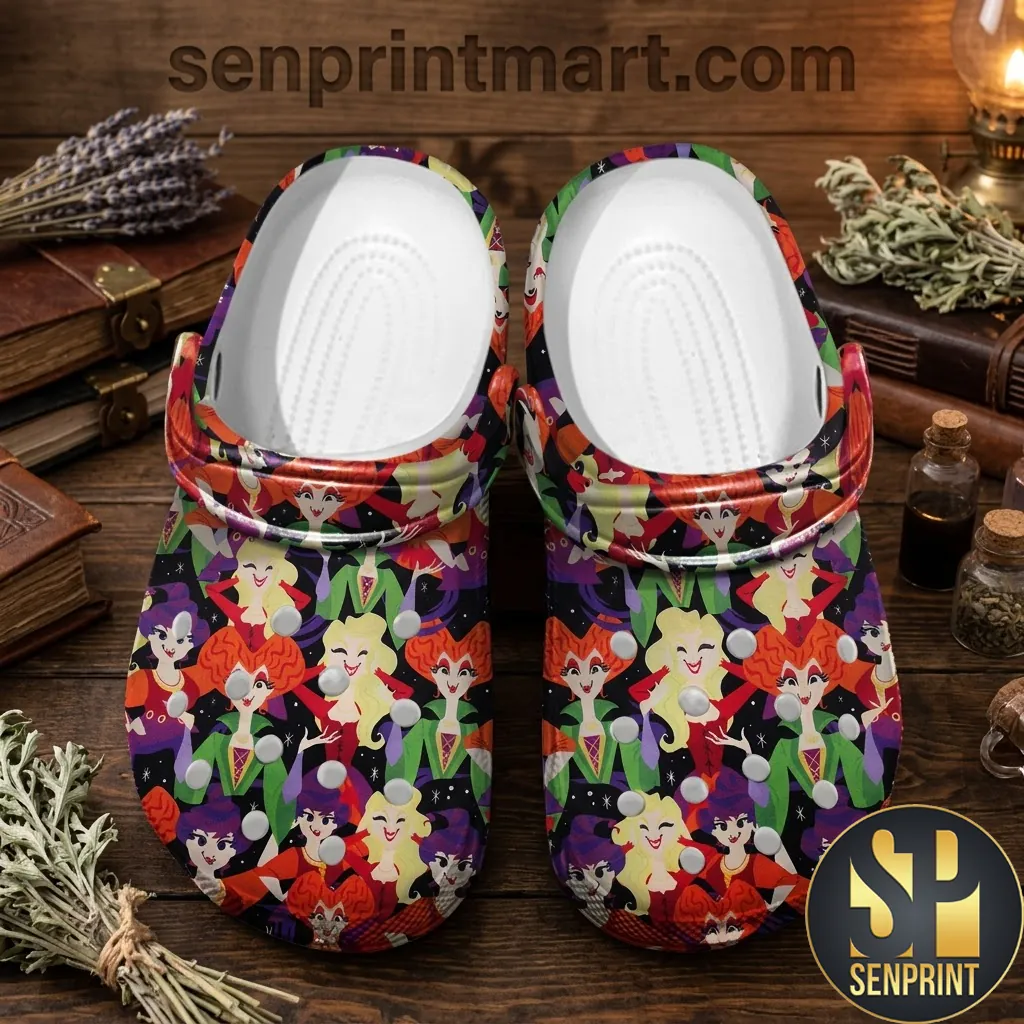 Hocus Pocus Sanderson Sisters Halloween Witch Cartoon Pattern Clogs