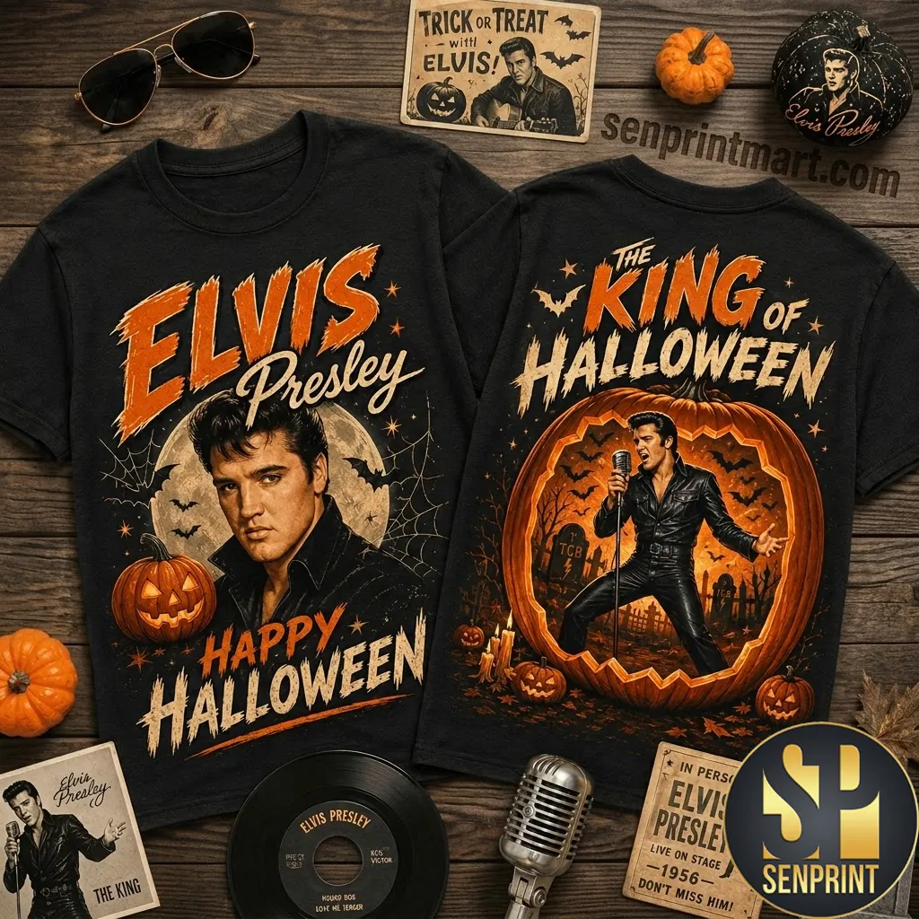 Elvis Presley Happy Halloween Vintage Graphic T-Shirt