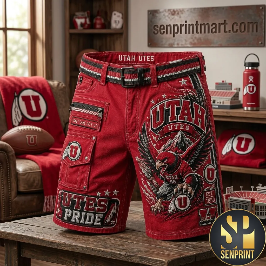 Utah Utes Pride Salt Lake City Est 1850 Red Cargo Shorts