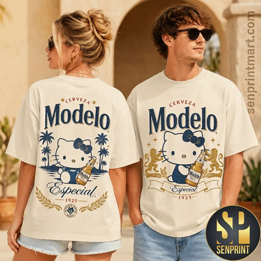 Hello Kitty Cerveza Modelo Especial 1925 Vintage Cream T-Shirt