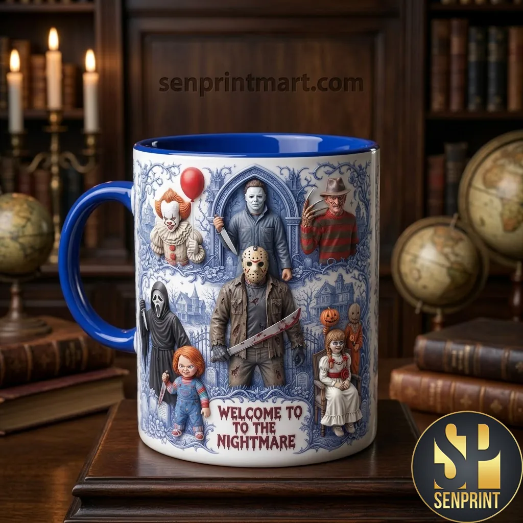 Welcome to the Nightmare Horror Movie Villains Ceramic Coffee Mug