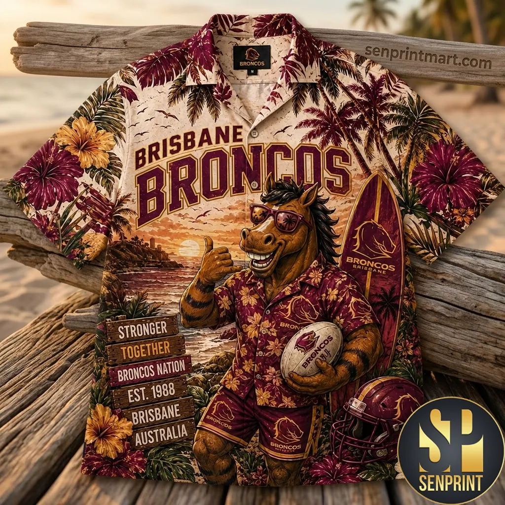 Brisbane Broncos Est 1988 Stronger Together Tropical Hawaiian Shirt