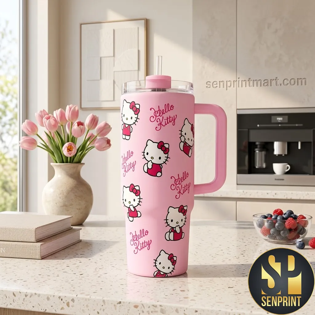 Hello Kitty Cute Pink Kawaii Insulated Travel Tumbler