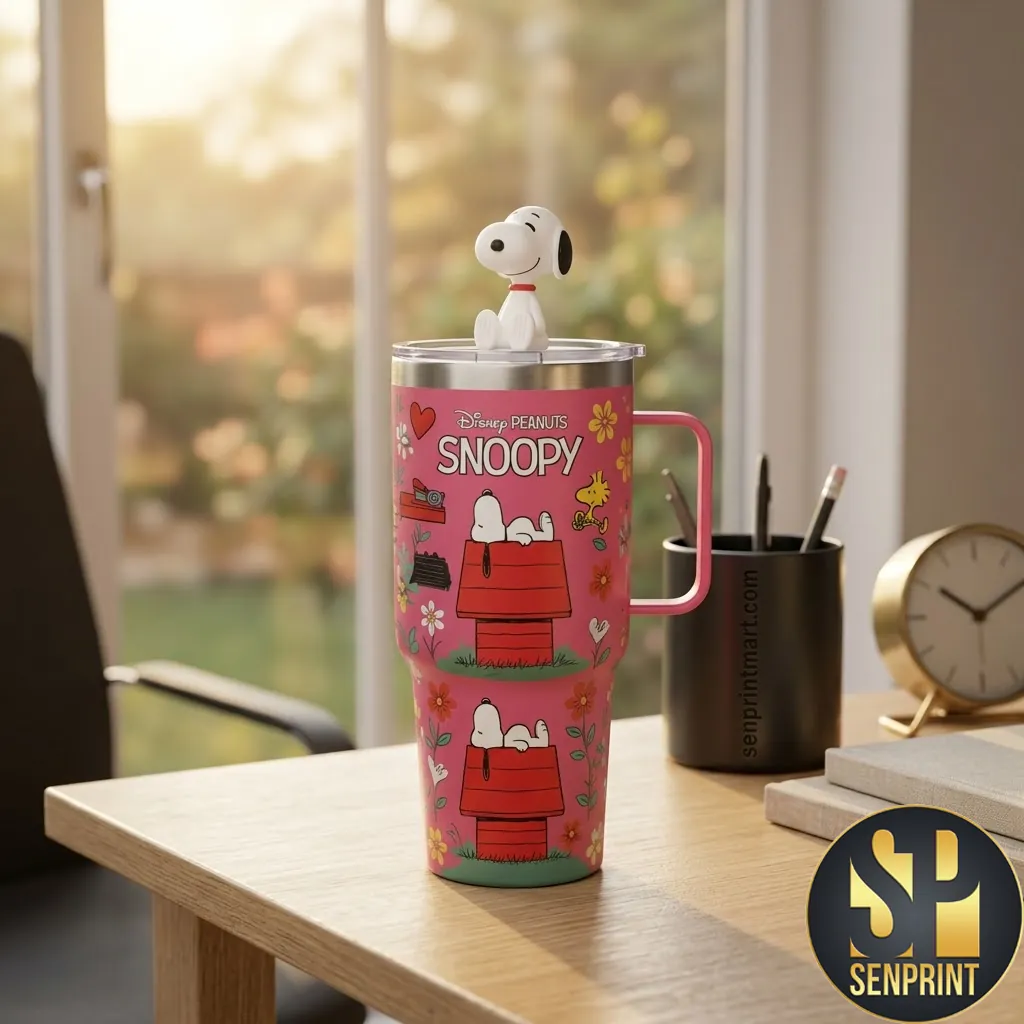 Peanuts Snoopy Pink 40oz Insulated Stainless Steel Travel Tumbler
