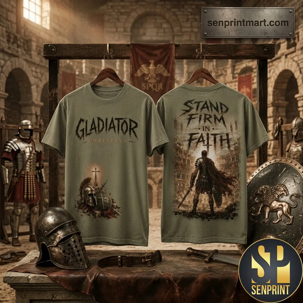 Gladiator Christian Stand Firm in Faith Vintage Graphic T-Shirt