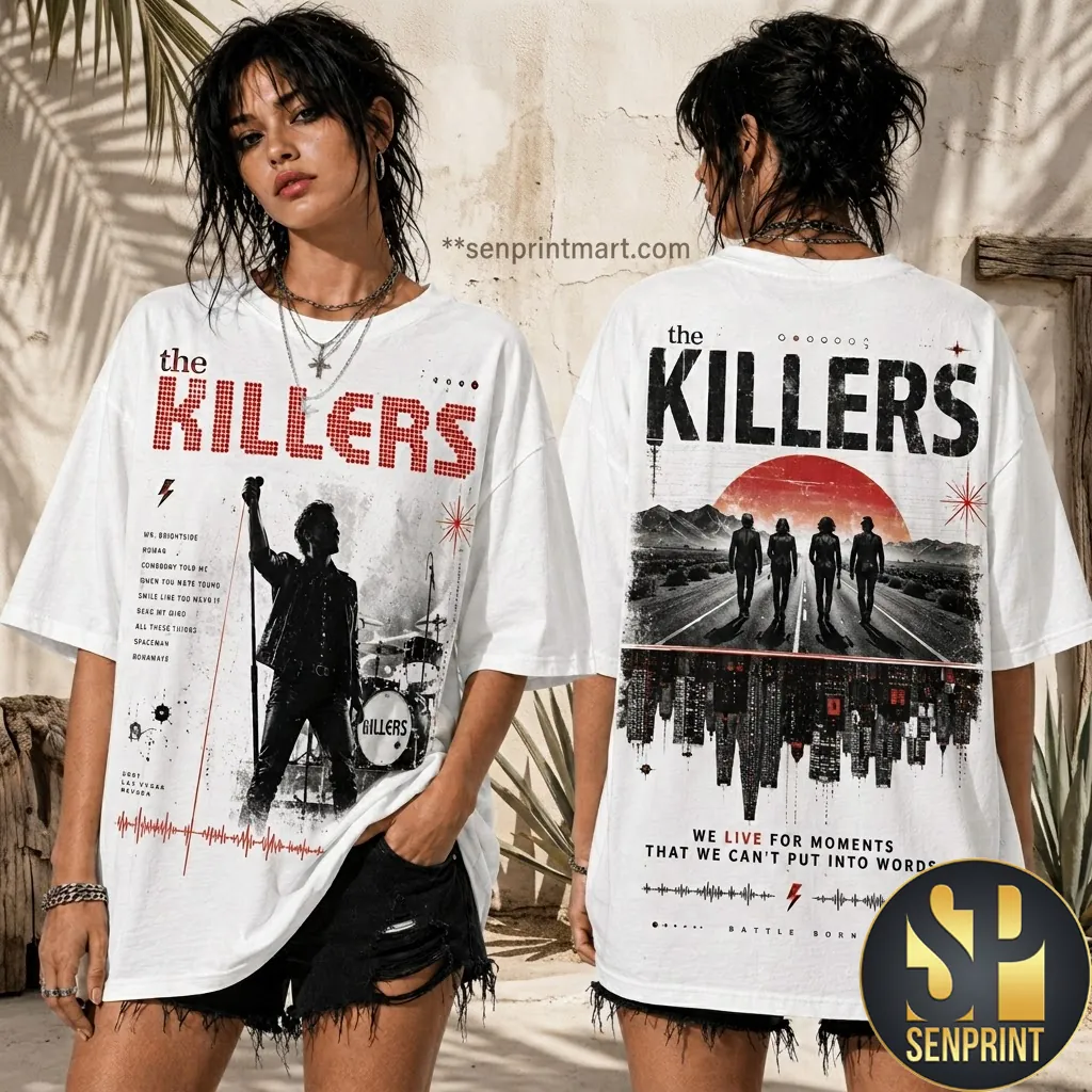 The Killers Battle Born Vintage Graphic Double Sided T-Shirt