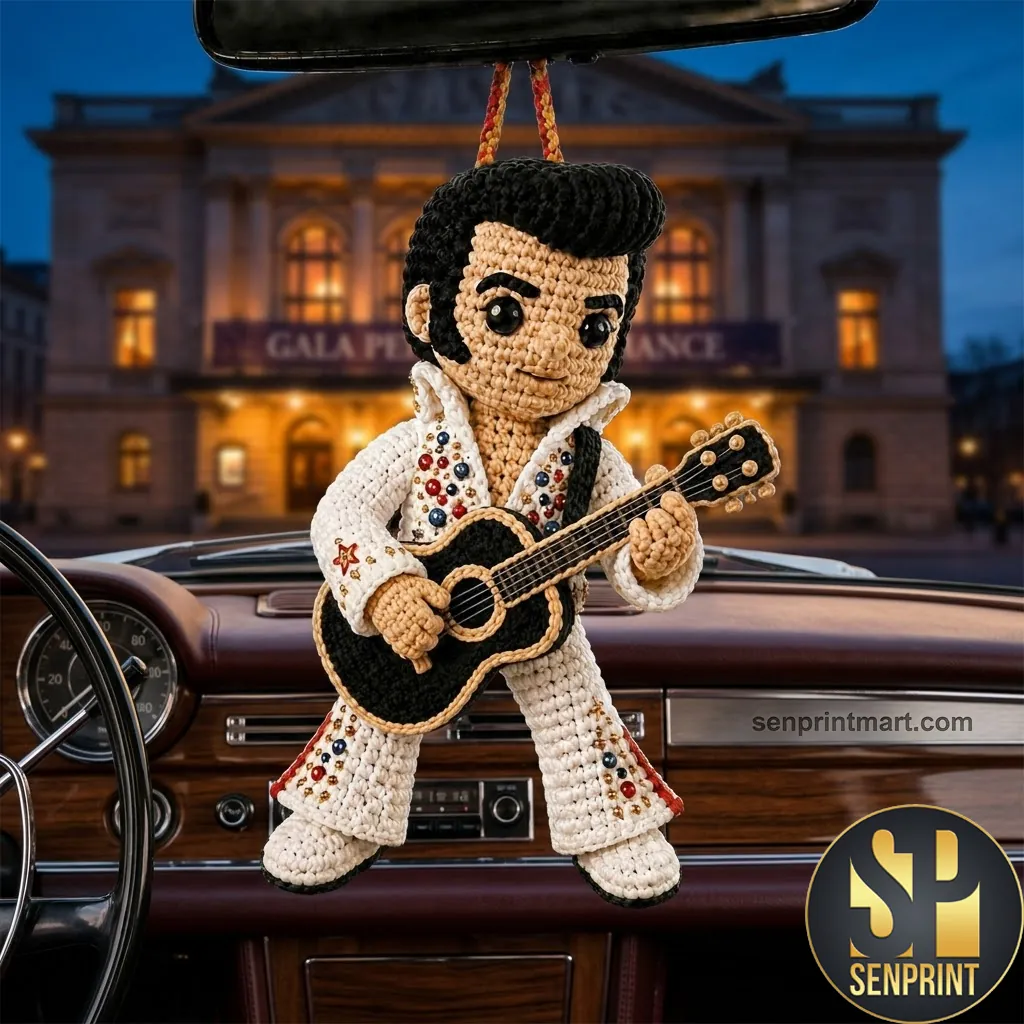 Elvis Presley Crochet Amigurumi Retro Rock Star Car Ornament