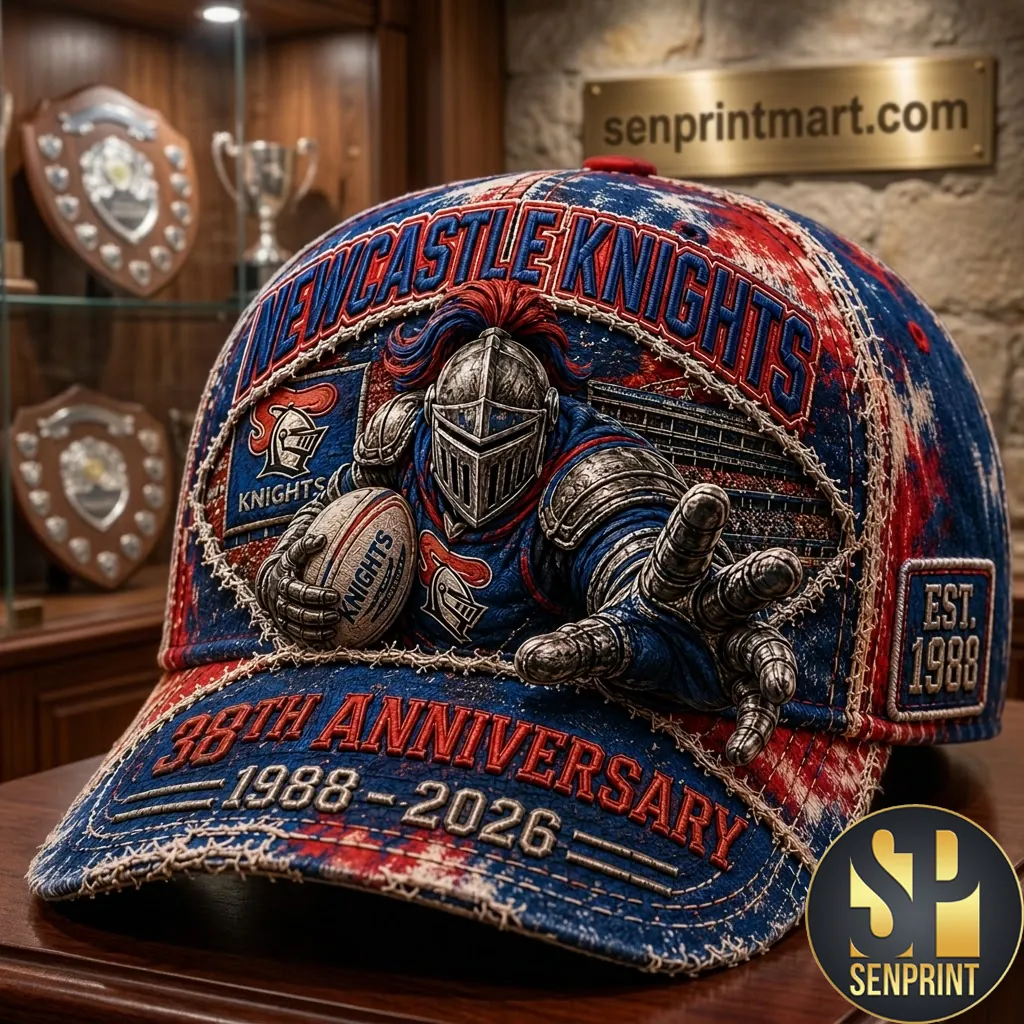Newcastle Knights 38th Anniversary 1988-2026 Commemorative 3D Mascot Baseball Cap