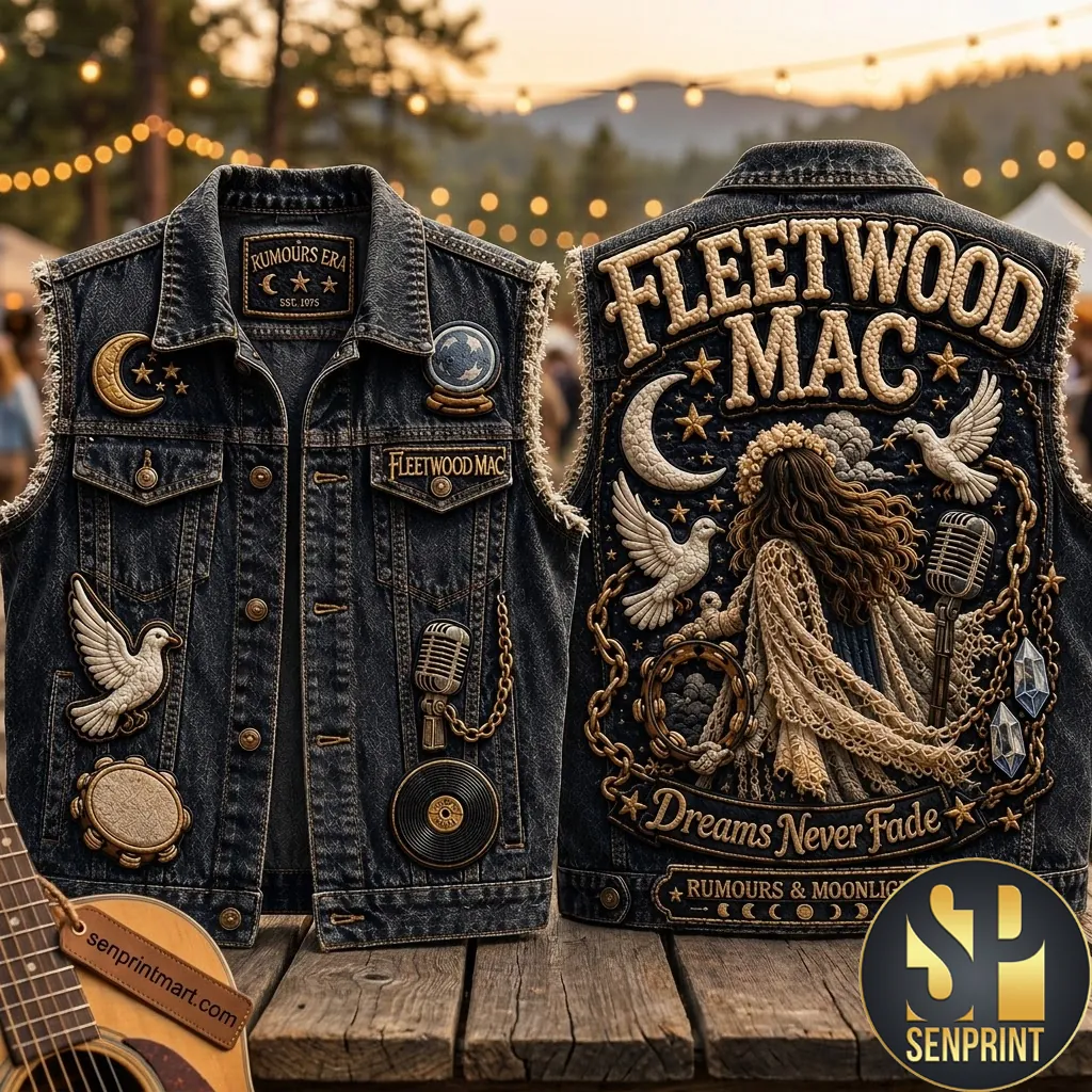 Fleetwood Mac Dreams Never Fade Vintage Rock Band Denim Vest