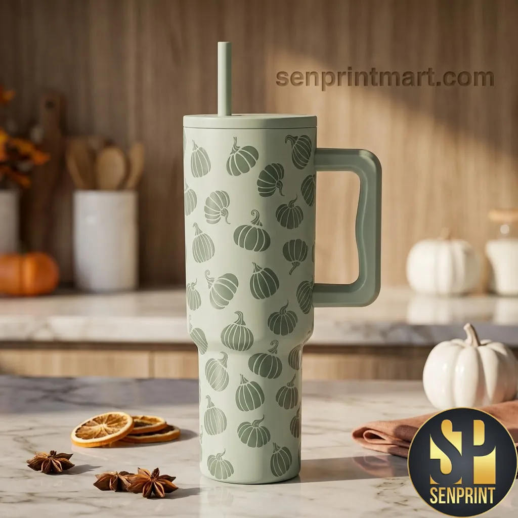 Sage Green Pumpkin Minimalist Fall Aesthetic 40oz Tumbler