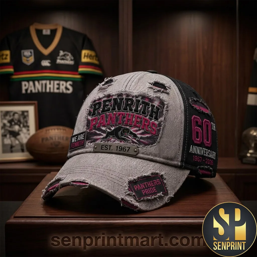 Penrith Panthers NRL 60th Anniversary Est 1967 Vintage Distressed Baseball Cap