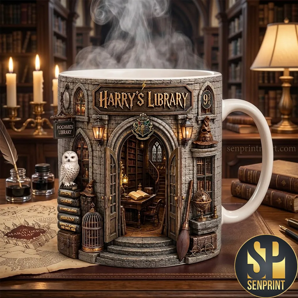 Harry’s Library Hogwarts Castle 3D Effect Ceramic Mug