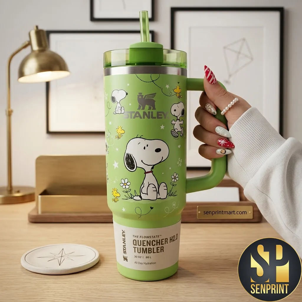 Snoopy Peanuts Green Quencher H2.0 Style 30oz Insulated Stainless Steel Tumbler