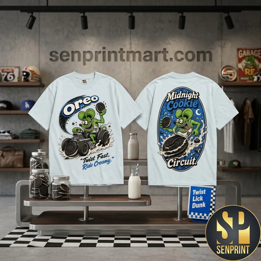Oreo Midnight Cookie Circuit Rat Fink Retro Cartoon T-Shirt