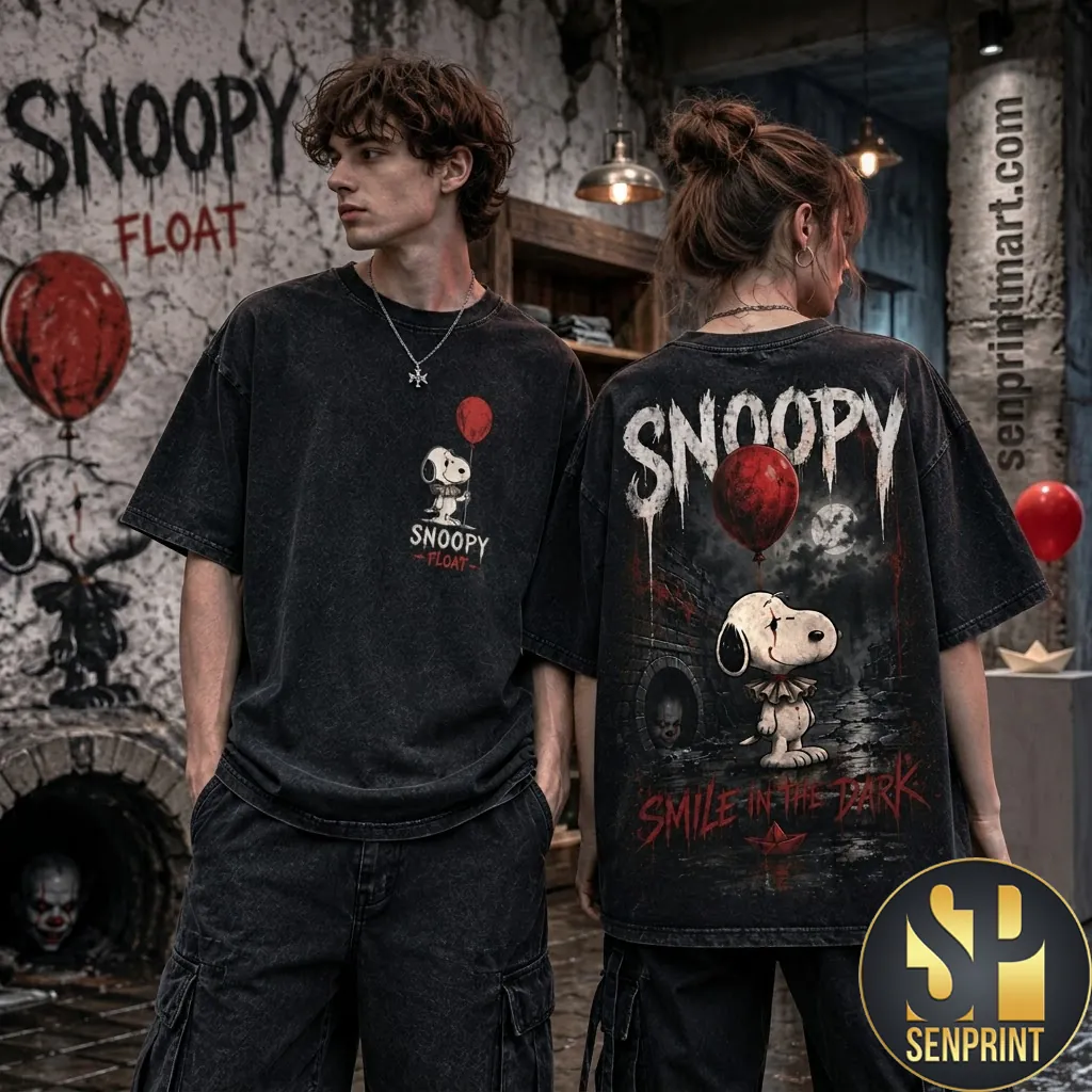 Snoopy Smile In The Dark Vintage Horror Graphic T-Shirt
