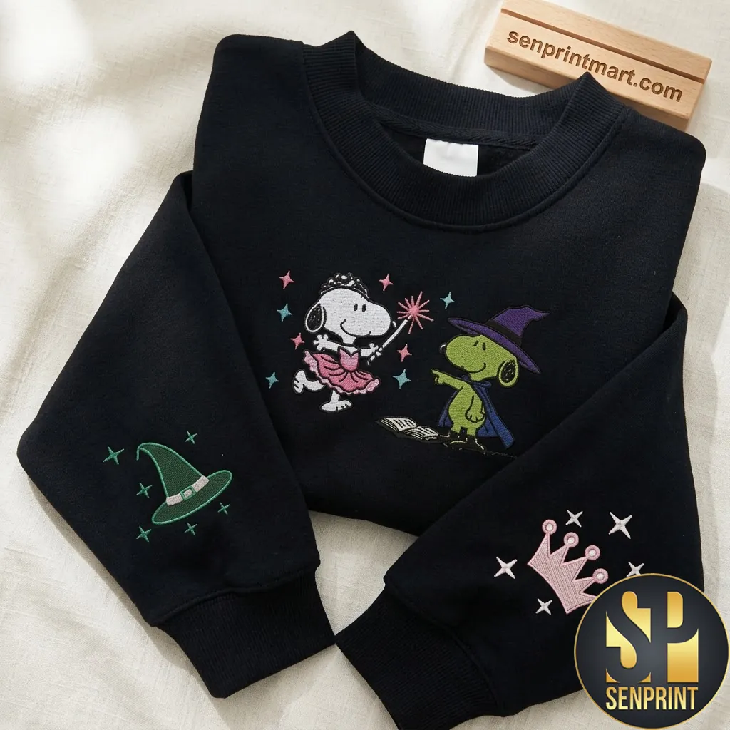 Snoopy Fairy and Woodstock Wizard Embroidered Crewneck Sweatshirt