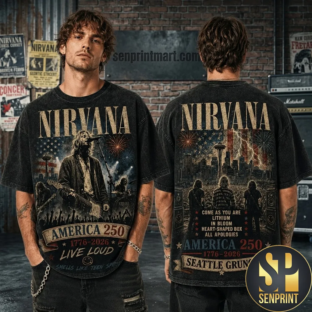Nirvana America 250 Seattle Grunge Live Loud Vintage Graphic T-Shirt