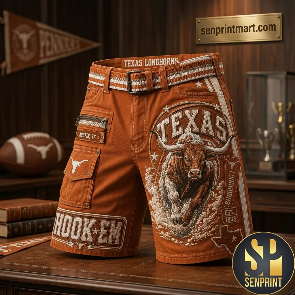 Texas Longhorns Hook ‘Em Burnt Orange Premium Cargo Shorts