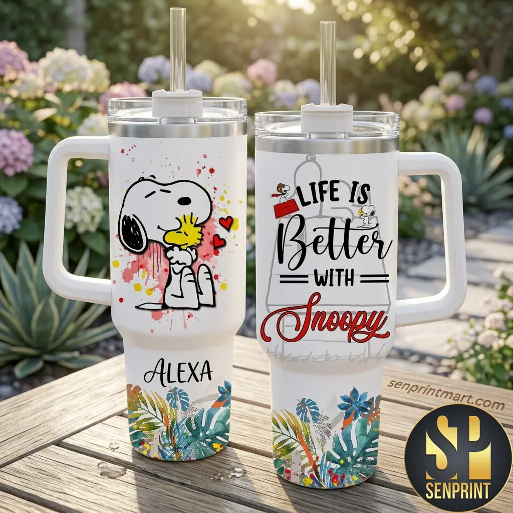 Personalized Life Is Better With Snoopy Floral 40oz Tumbler