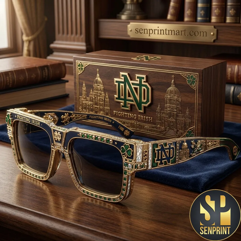 Notre Dame Fighting Irish Luxury Gold and Green Premium Sunglasses