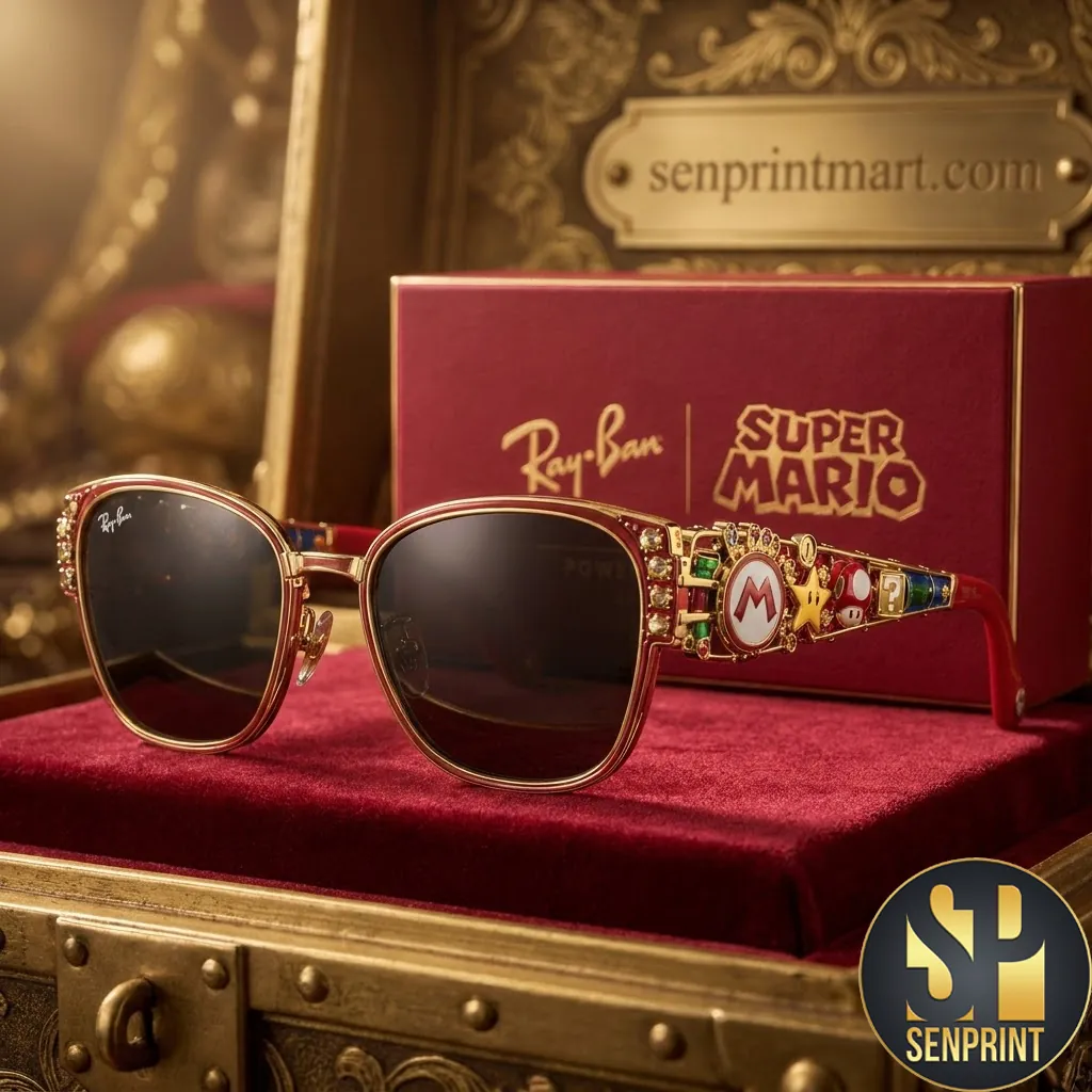 Ray-Ban Super Mario Limited Edition Luxury Gold Red Sunglasses