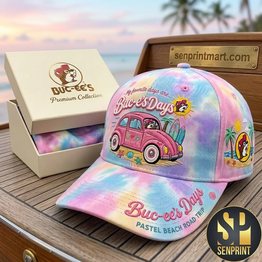 Buc-ee’s Days Pastel Beach Road Trip Tie Dye Premium Baseball Cap
