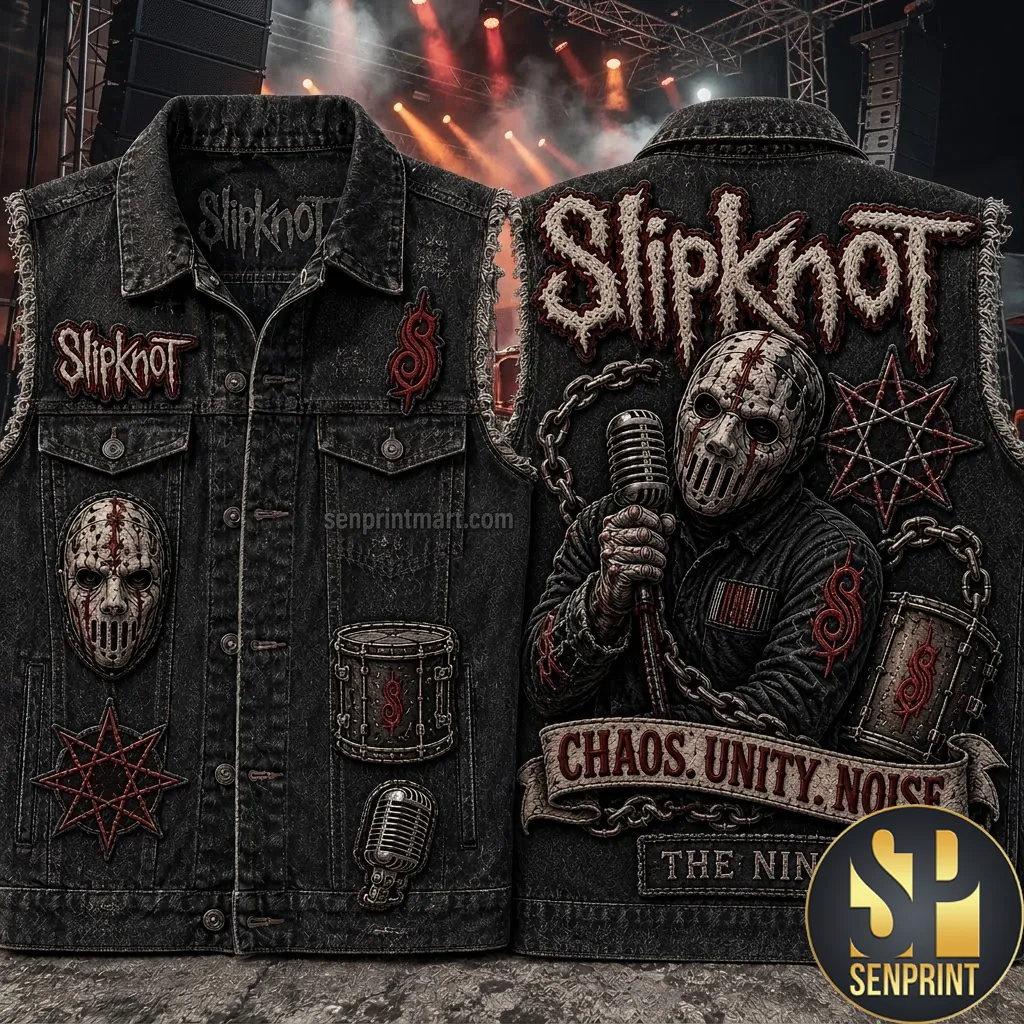 Slipknot Chaos Unity Noise Premium Black Denim Vest
