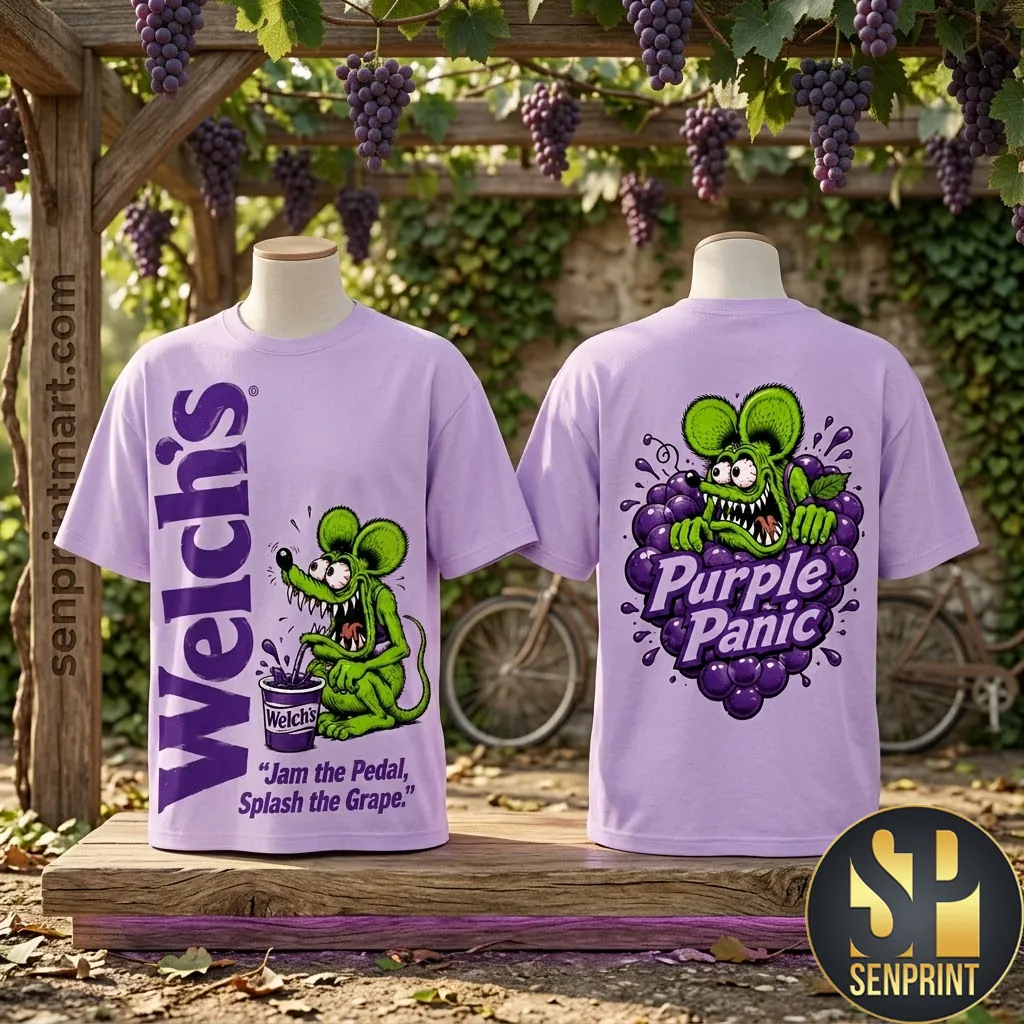 Welch’s Purple Panic Retro Green Rat Graphic T-Shirt