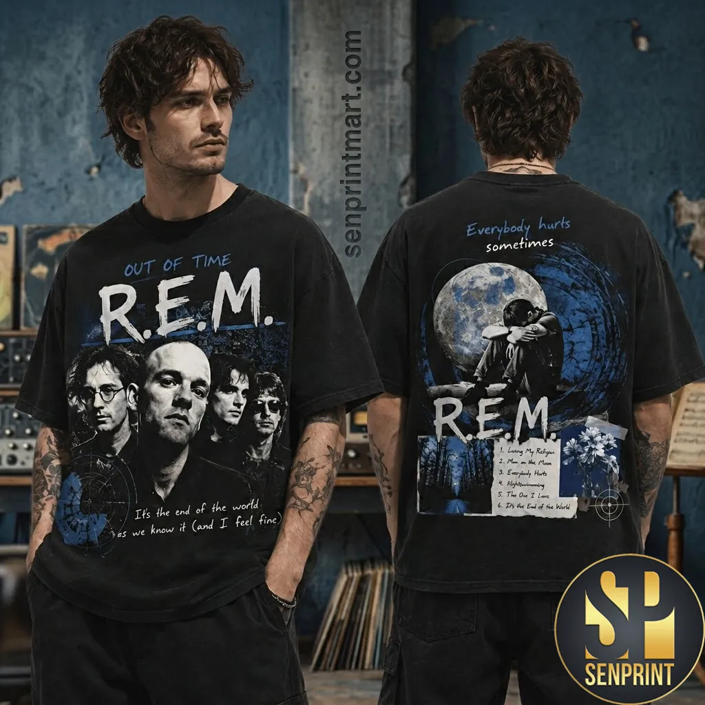 R.E.M. Out Of Time Vintage Alternative Rock Graphic T-Shirt