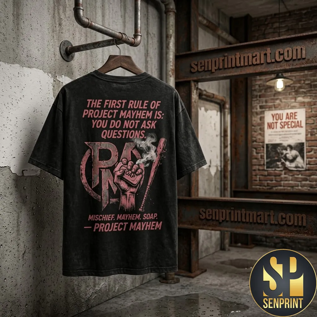Fight Club Project Mayhem First Rule Vintage Graphic T-Shirt