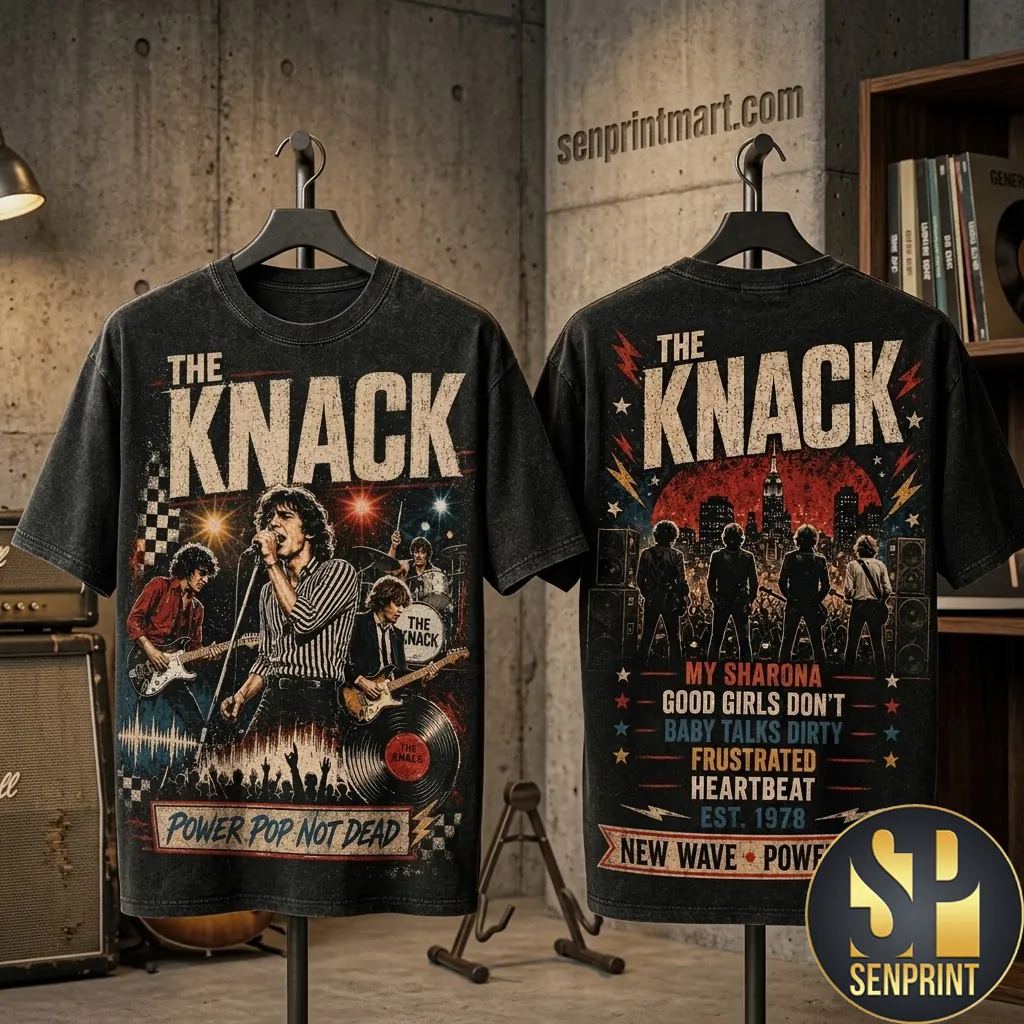 The Knack Power Pop Not Dead Vintage Double Sided Graphic T-Shirt
