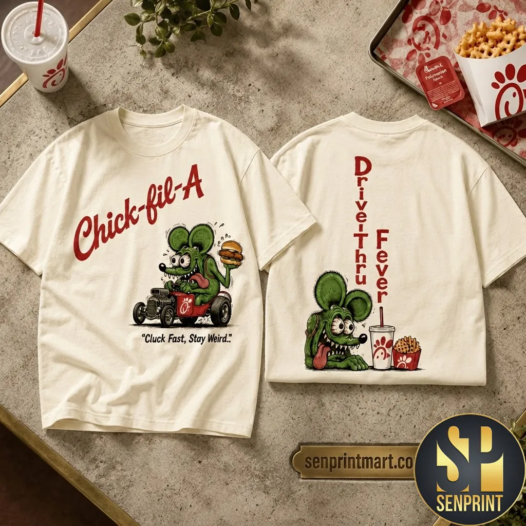 Chick-fil-A Cluck Fast Stay Weird Rat Rod Vintage Graphic T-Shirt