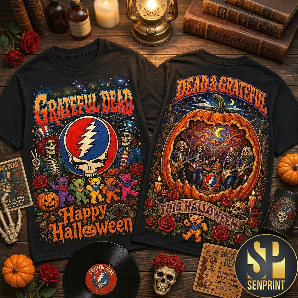 Grateful Dead Happy Halloween Steal Your Face Vintage Graphic T-Shirt