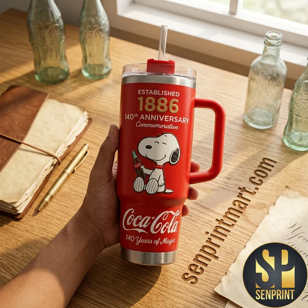 Snoopy Coca-Cola 140th Anniversary Commemorative Red 40oz Tumbler