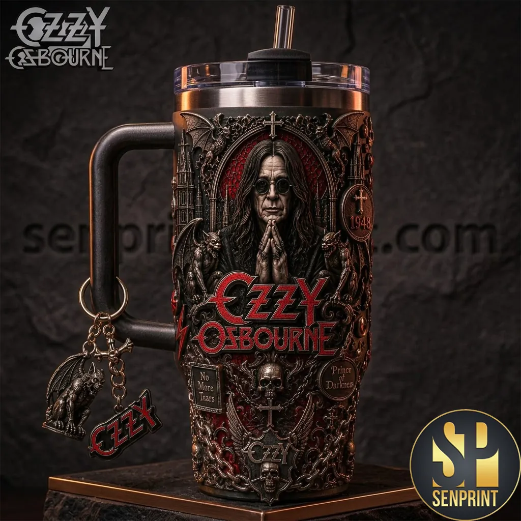 Ozzy Osbourne Prince of Darkness Gothic 3D Sculpted Handle Tumbler