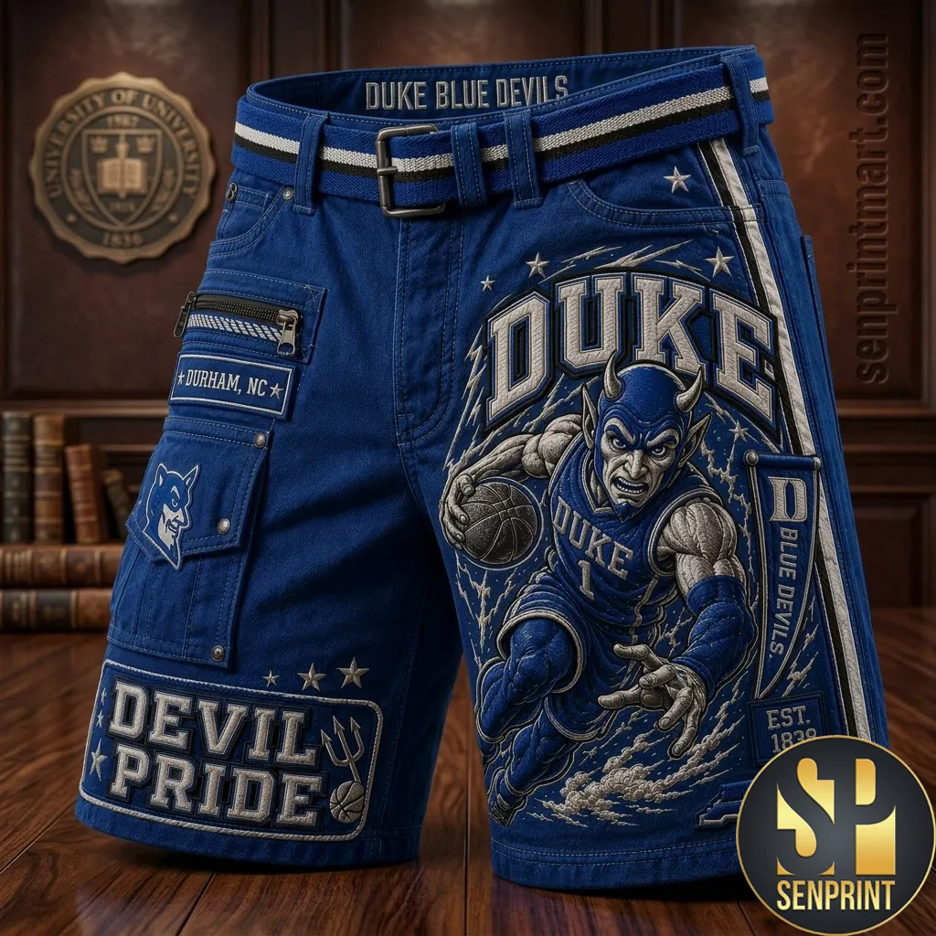 Duke Blue Devils Devil Pride Durham NC Premium Graphic Cargo Shorts