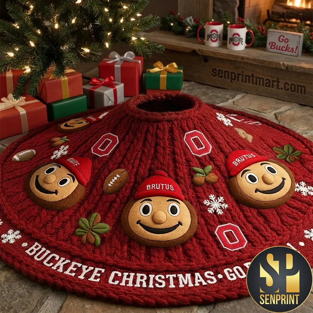 Ohio State Buckeyes Buckeye Christmas Go Bucks Holiday Tree Skirt
