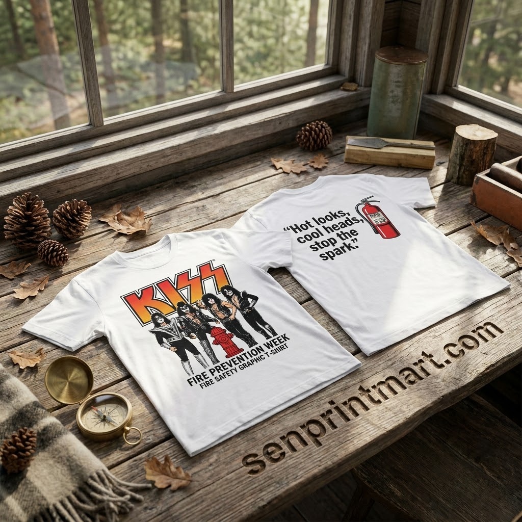 KISS Rock Band Fire Prevention Week Fire Safety Graphic T-Shirt