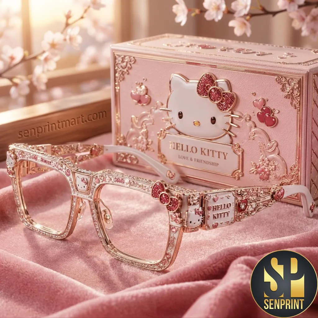 Hello Kitty Love and Friendship Luxury Pink Rhinestone Sunglasses