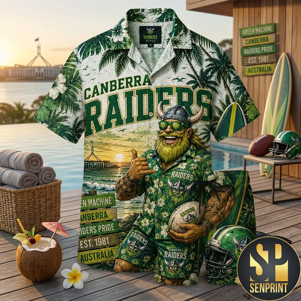 Canberra Raiders Est 1981 Green Machine Tropical Hawaiian Shirt