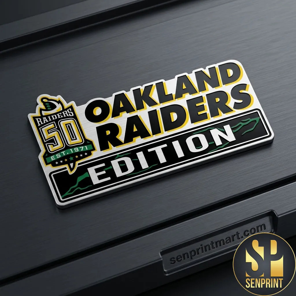 Oakland Raiders Edition 50th Anniversary Est 1971 Premium 3D Chrome Car Emblem